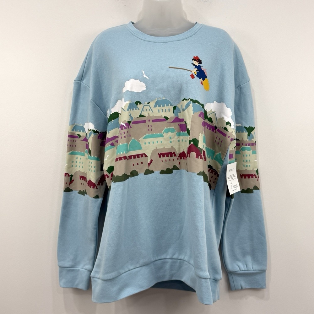 Studio Ghibli Kiki's Delivery Service Koriko Skyline Crewneck Sweatshirt L NWT